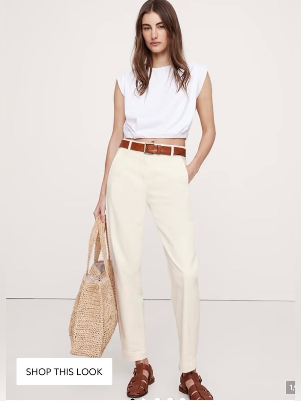 Banana Republic Weekender Slim Barrel Pant in Ecru Size 14